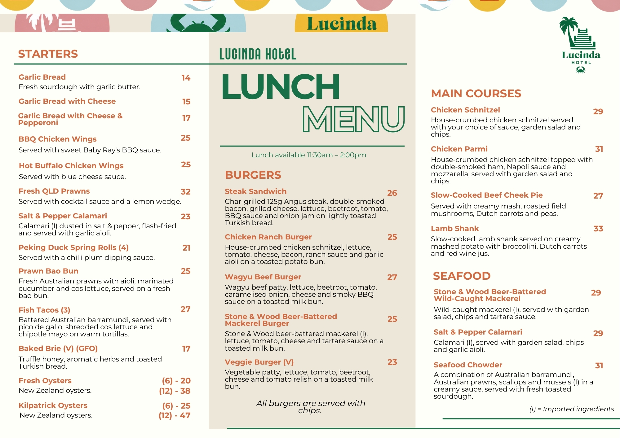 Lunch Menu page 1
